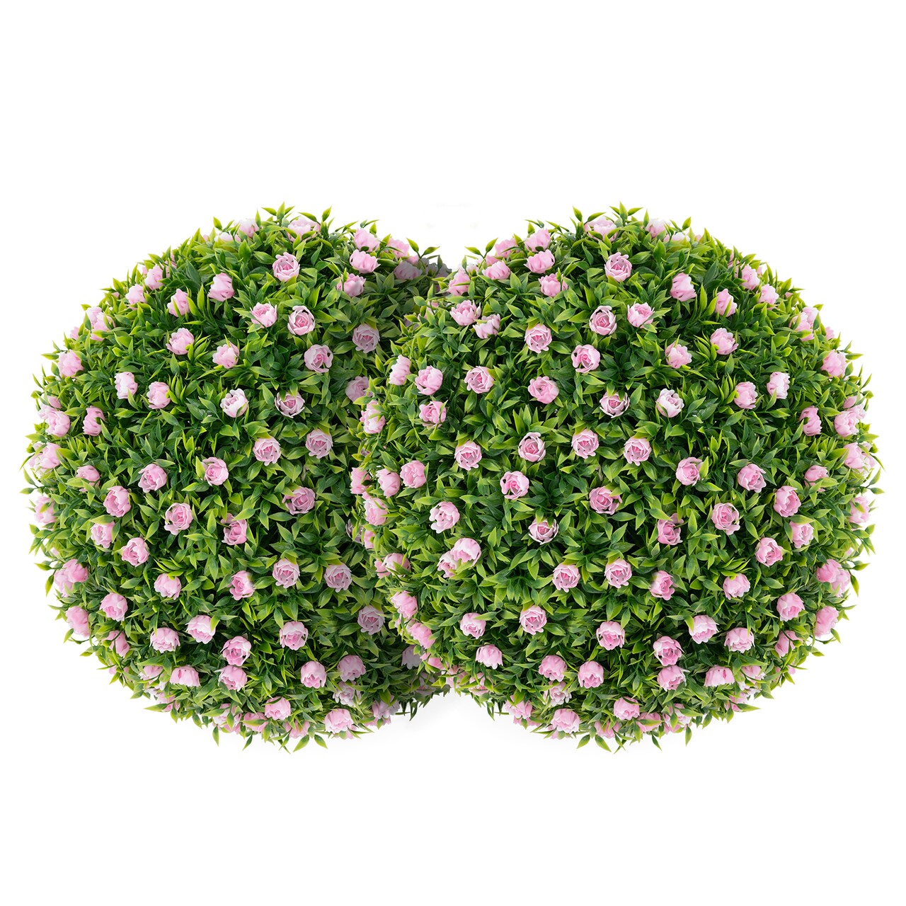 2 Pieces 17.5 Inch Topiary Balls Artificial Plant with Pink Flowers
